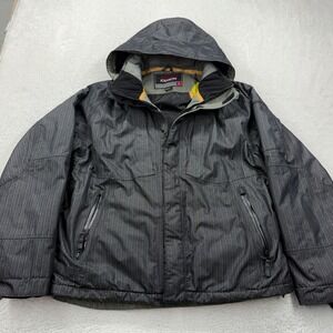 Karbon Mens K7507 Gray Textured Insulated Ski Jacket Hooded Thermolite Medium